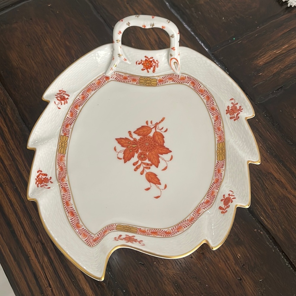 VINTAGE Herend of Hungary Chinese Bouquet Rust Porcelain Dish